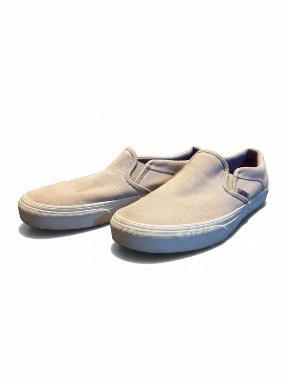 Vans Beige Canvas Slip-On Sneakers
